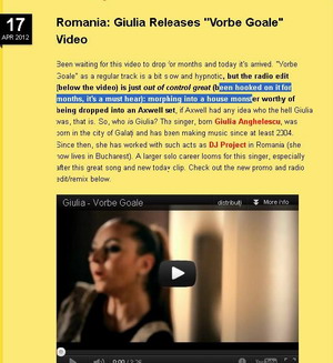 Videoclipul Giuliei in atentia Europei Giulia Europopped